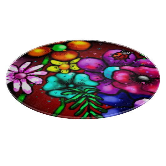 Graffiti-stijl bloemen lieveheersbeestje snijplank (Hoek)