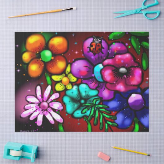 Graffiti-stijl bloemenlieveheersbeestje Decoupage Tissuepapier (Craft)