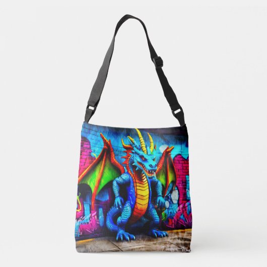 Graffiti-stijl drakenontwerp crossbody tas (Achterkant)