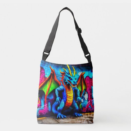 Graffiti-stijl drakenontwerp crossbody tas (Voorkant)
