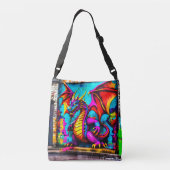 Graffiti-stijl drakenontwerp crossbody tas (Achterkant)