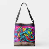 Graffiti-stijl drakenontwerp crossbody tas (Achterkant)