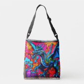 Graffiti-stijl drakenontwerp crossbody tas (Achterkant)