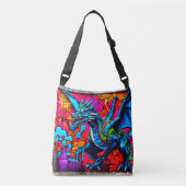 Graffiti-stijl drakenontwerp crossbody tas (Voorkant)