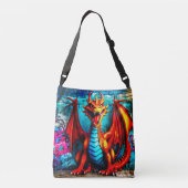 Graffiti-stijl drakenontwerp crossbody tas (Achterkant)
