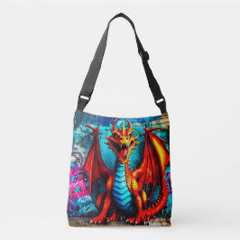 Graffiti-stijl drakenontwerp crossbody tas