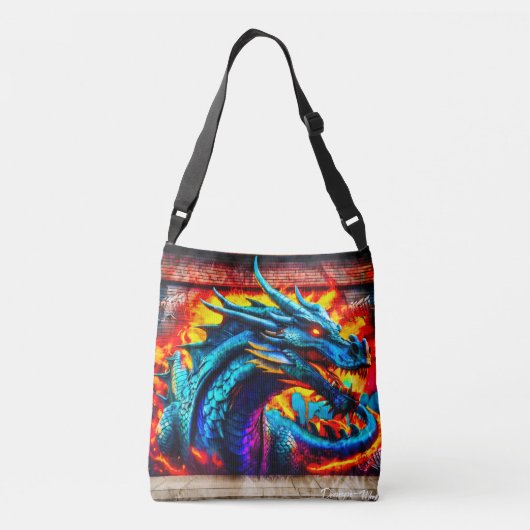 Graffiti-stijl drakenontwerp crossbody tas (Achterkant)