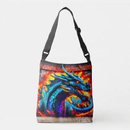 Graffiti-stijl drakenontwerp crossbody tas