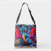 Graffiti-stijl drakenontwerp crossbody tas (Achterkant)