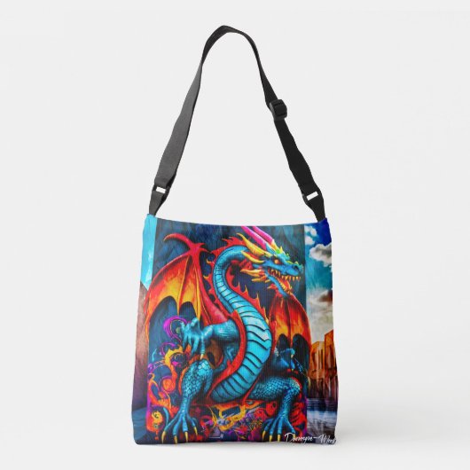 Graffiti-stijl drakenontwerp crossbody tas (Achterkant)