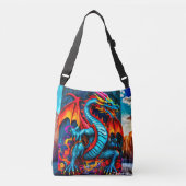Graffiti-stijl drakenontwerp crossbody tas (Voorkant)