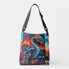 Graffiti-stijl drakenontwerp crossbody tas