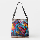 Graffiti-stijl drakenontwerp crossbody tas (Achterkant)