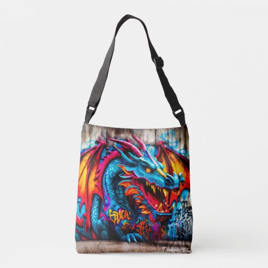 Graffiti-stijl drakenontwerp crossbody tas (Achterkant)