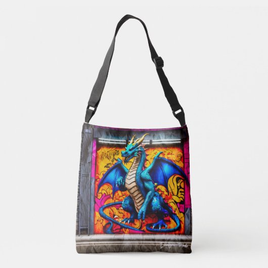 Graffiti-stijl drakenontwerp crossbody tas (Achterkant)