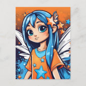 Graffiti stijl fee met blauw haar briefkaart (Voorkant)