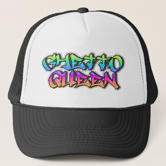 Graffiti stijl Ghetto Queen 2 Trucker Pet (Voorkant)