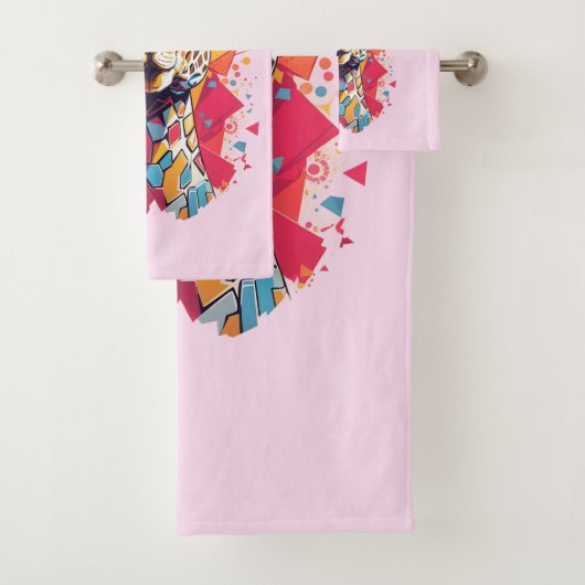 Graffiti stijl Giraffe Portret-58567 Bad Handdoek (Insitu)