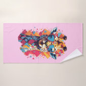 Graffiti stijl Giraffe Portret-58567 Badhanddoek (Badhanddoek)