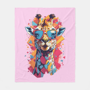 Graffiti stijl giraffe portret-58567 fleece deken
