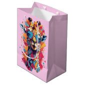 Graffiti Stijl Giraffe Portret-58567 Medium Cadeauzakje (Voorkant Gekanteld)