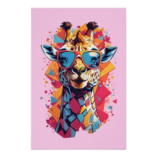 Graffiti stijl Giraffe Portret-58567 Perfect Poster (Voorkant)