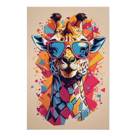 Graffiti Stijl Giraffe Portret-58567 Perfect Poster (Voorkant)