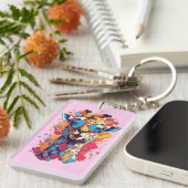 Graffiti stijl Giraffe Portret-58567 Sleutelhanger (Voorkant Rechts)