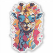Graffiti stijl Giraffe Portret-58567 Sticker (Voorkant)