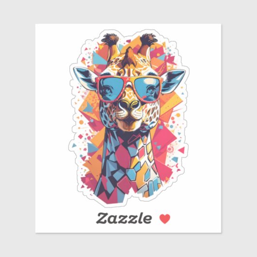 Graffiti stijl Giraffe Portret-58567 Sticker (Vel)