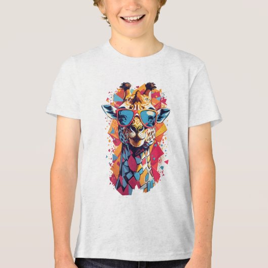 Graffiti stijl Giraffe Portret-58567 Tri-Blend Shirt (Voorkant)