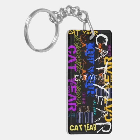 Graffiti stijl Herhalend Kat Jaar 2023 Monogram K Sleutelhanger (Voorkant Links)