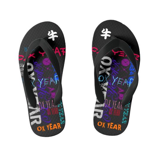 Graffiti-stijl Herhalend Ox 2021 Toddler FF Kinder Teenslippers (Voetbed)