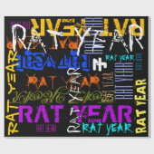 Graffiti stijl Herhalend Rat Jaar 2020 Wrapping P Cadeaupapier (Vlak)