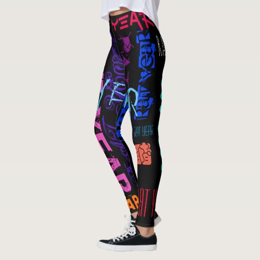 Graffiti-stijl Herhalend Rat Jaar Z Birthday L Leggings (Links)