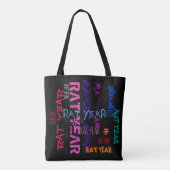 Graffiti stijl Herhalend Rat Jaar Zodiac Birthday Tote Bag (Achterkant)