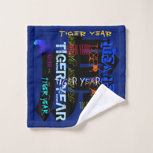 Graffiti stijl Herhalend Tiger Year 2022 Bath TS Bad Handdoek (Wasdoekje)