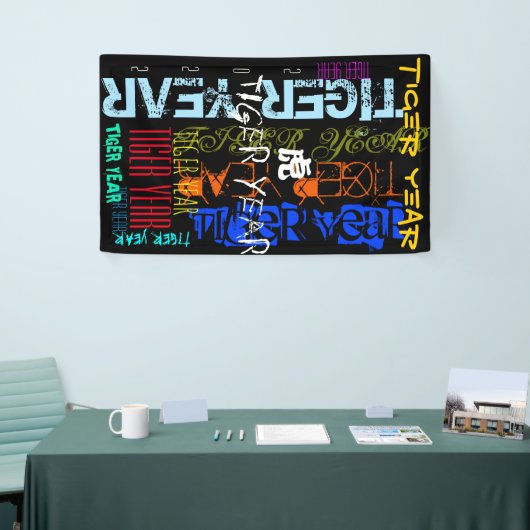 Graffiti-stijl Herhalend Tijger 2022 VertB Spandoek (Beurs)