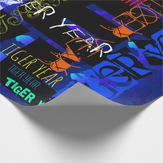 Graffiti-stijl Herhalend Tijger 2022 WP Cadeaupapier (Hoek)