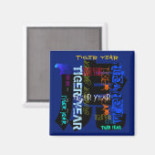 Graffiti stijl Herhalend Tijger Jaar 2022 Kies C Magneet (Voorkant / Achterkant)