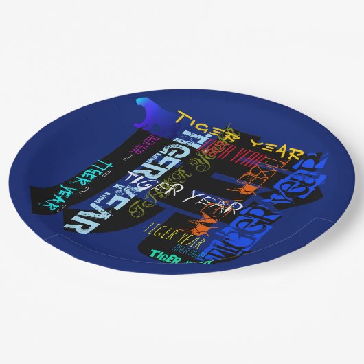Graffiti stijl Herhalend Tijger Jaar 2022 PPP Papieren Bordje (Gekanteld)