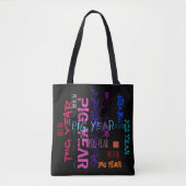 Graffiti-stijl Herhalend varkensjaar 2019 Canvas t Tote Bag (Voorkant)
