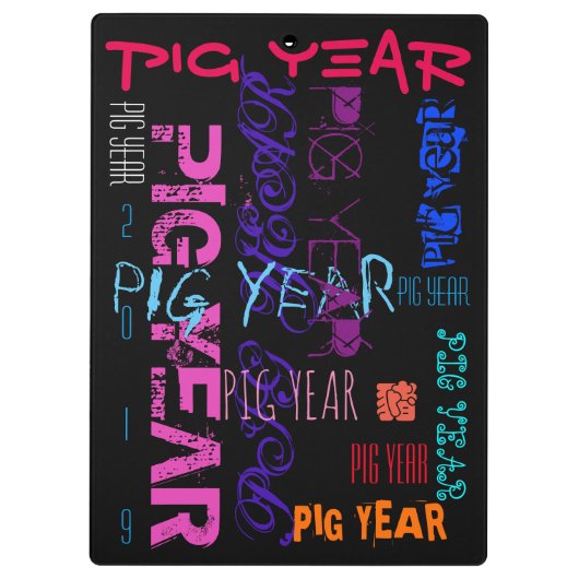 Graffiti stijl Herhalend varkensjaar 2019 Klembord (Achterkant)