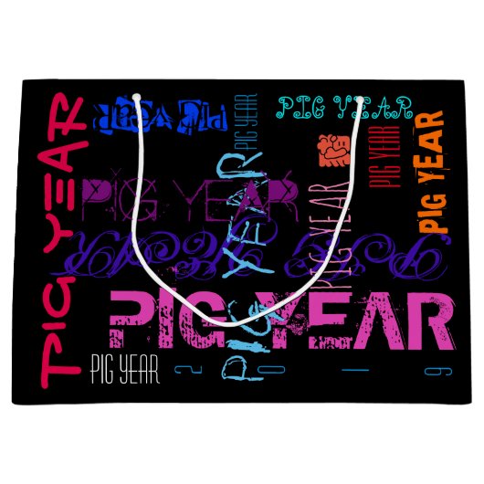 Graffiti stijl Herhalend varkensjaar 2019 L Gift B Groot Cadeauzakje (Voorkant)