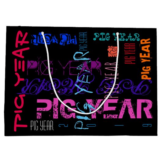 Graffiti stijl Herhalend varkensjaar 2019 L Gift B Groot Cadeauzakje (Achterkant)