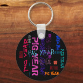 Graffiti-stijl Herhalend varkensjaar 2019 R Sleute Sleutelhanger (Voorkant)