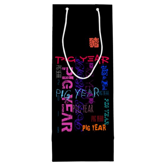Graffiti-stijl Herhalend varkensjaar 2019 Wijngesc Wijn Cadeautas (Achterkant)