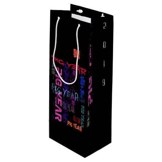 Graffiti-stijl Herhalend varkensjaar 2019 Wijngesc Wijn Cadeautas (Voorkant Gekanteld)