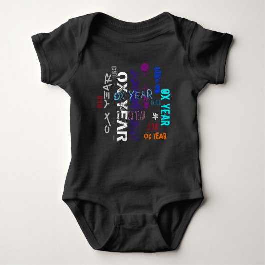 Graffiti stijl Herhalende Ox Jaar 2021 Baby BodyS Romper (Voorkant)