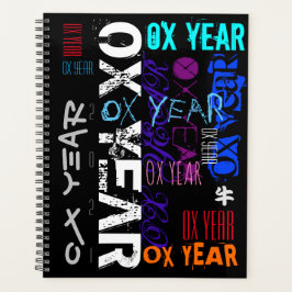 Graffiti stijl Herhalende Ox Jaar 2021 Standaard P Planner